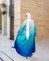 Edged Shoulder Printed Kaftan-Blue