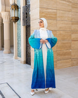 Edged Shoulder Printed Kaftan-Blue