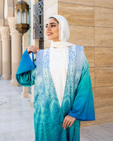 Edged Shoulder Printed Kaftan-Blue