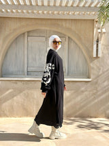Embroidered Sleeves Sweatshirt-Black