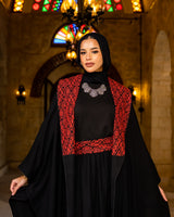 Linen Skirt With Etamin Belt - Black
