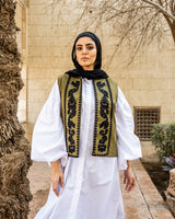 Ethnic Suede Vest-Olive