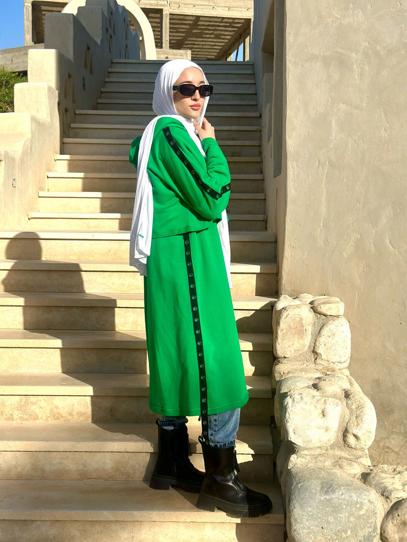 Eyelets Sweatshirt-Green