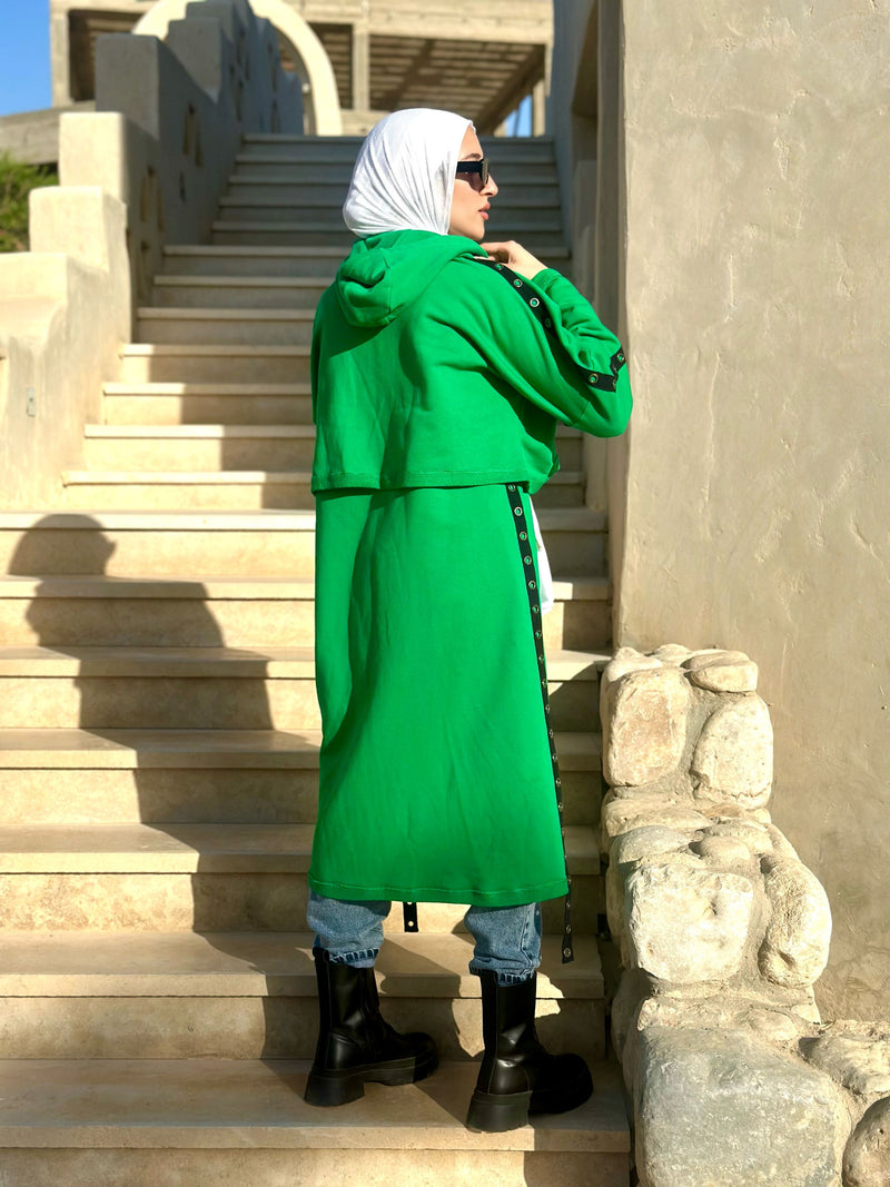 Eyelets Sweatshirt-Green
