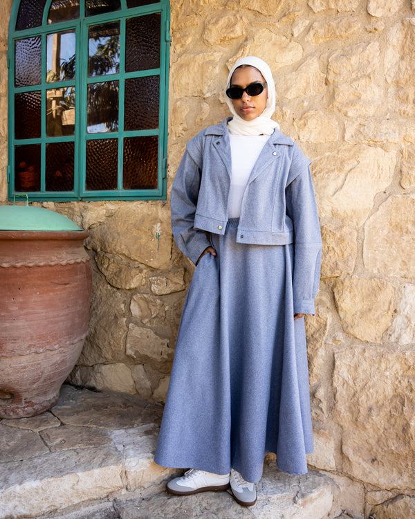 Felt Flowy Skirt - Blue