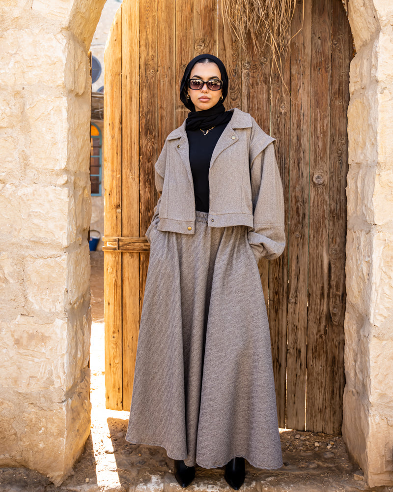 Felt Flowy Skirt - Brown