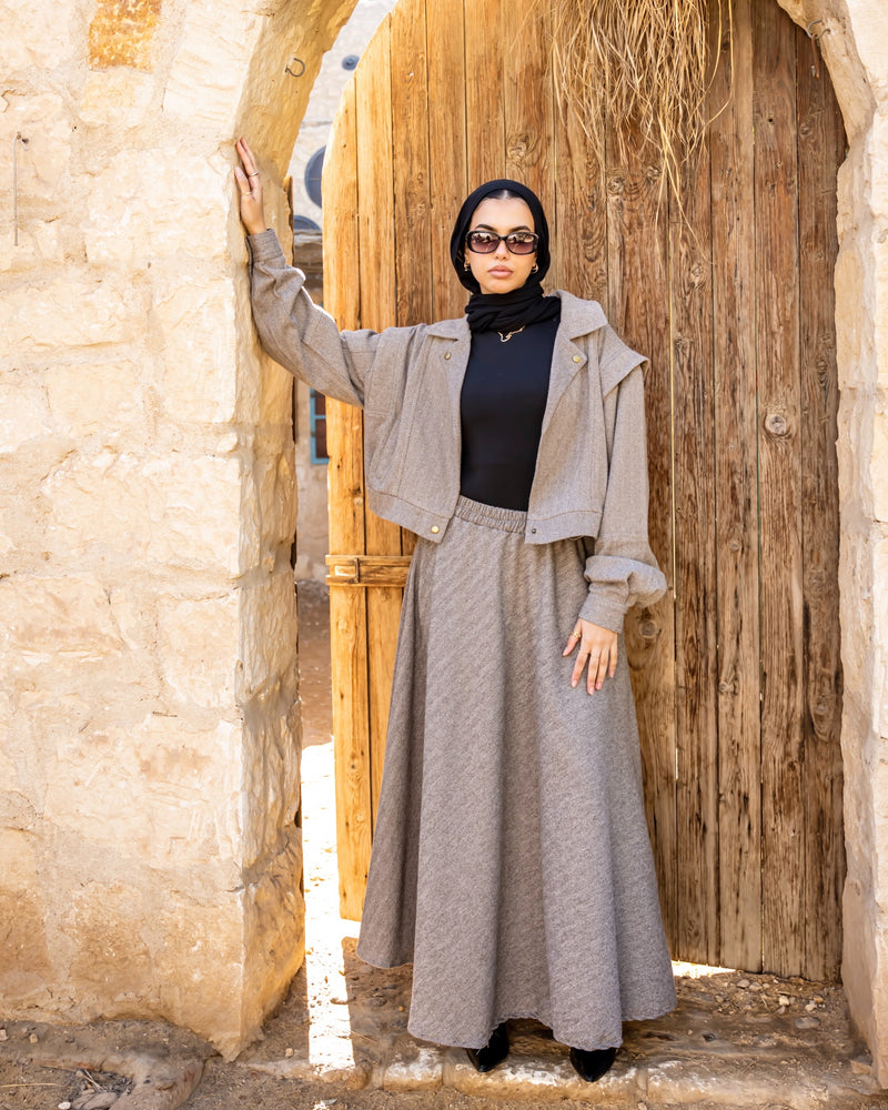 Felt Flowy Skirt - Brown