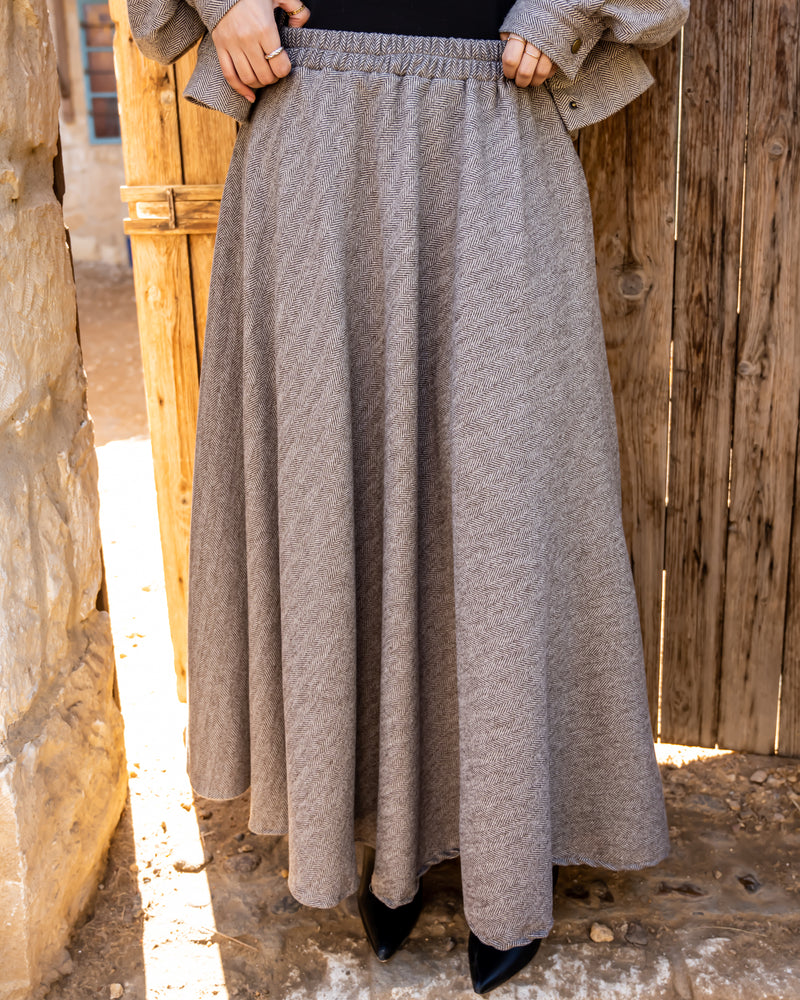 Felt Flowy Skirt - Brown