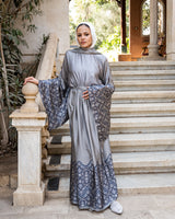 Flag Sleeves Dress With Shawl - Mint