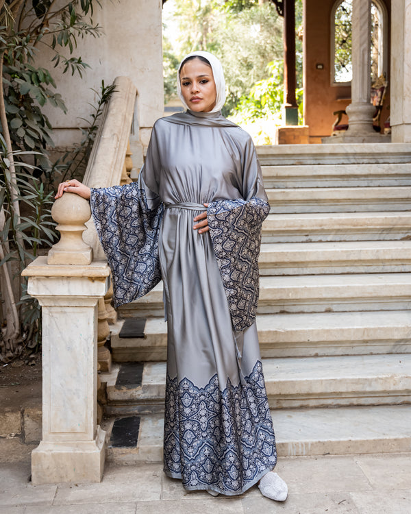 Flag Sleeves Dress With Shawl - Mint