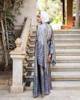 Flag Sleeves Dress With Shawl - Mint