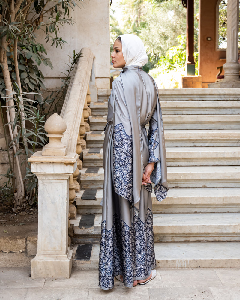 Flag Sleeves Dress With Shawl - Mint