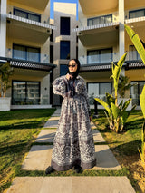 Floral Linen Dress - Black