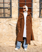 Fur Oversized Shirt - Brown