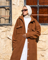 Fur Oversized Shirt - Brown