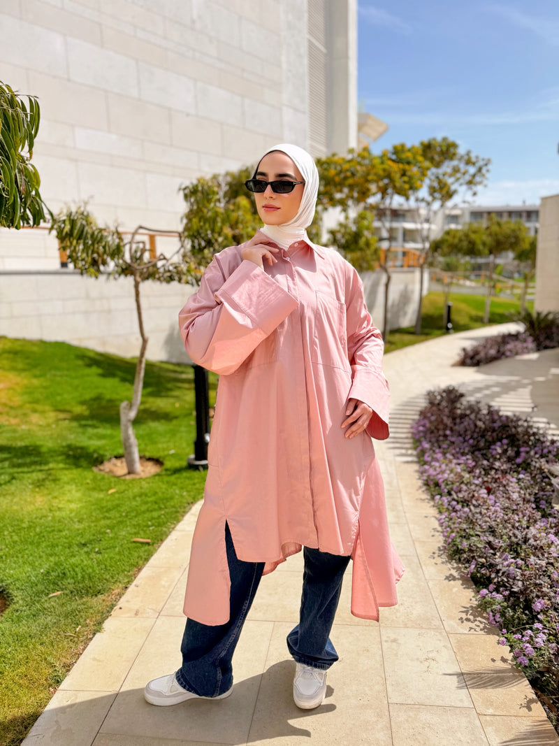 Large Pockets Shirt - Rose