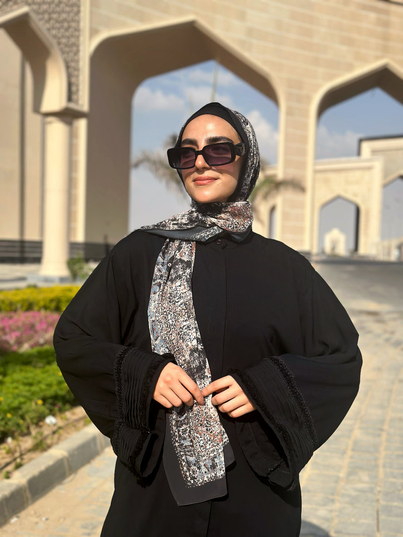 Fringed Basic Abaya-Black