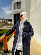 Denim Stitched Cardigan - Blue