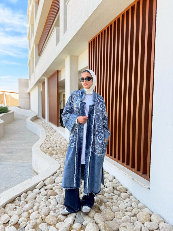 Printed Denim Jacket - Blue