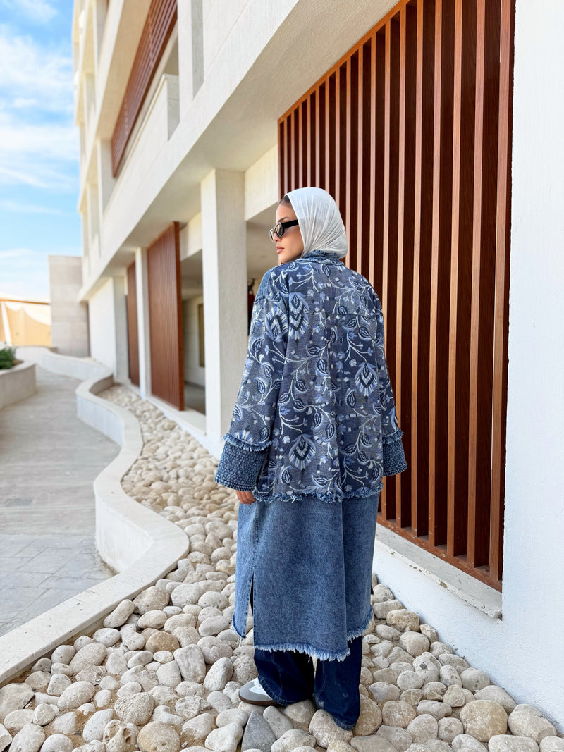 Printed Denim Jacket - Blue