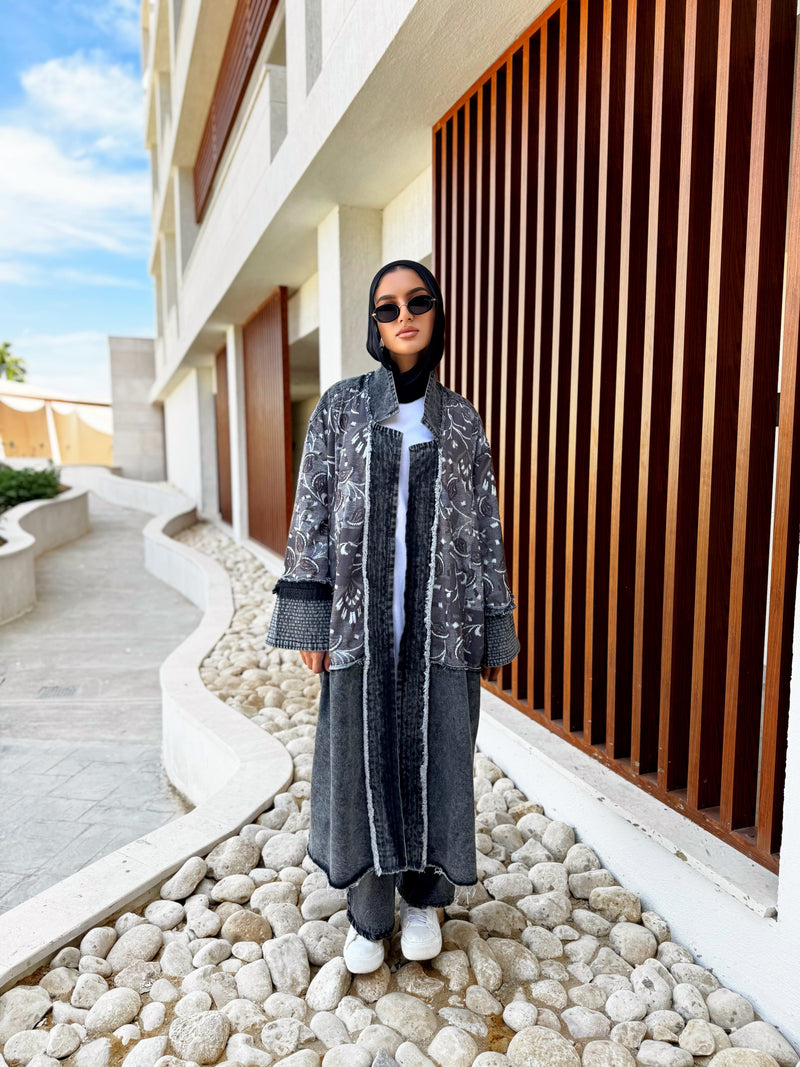 Printed Denim Jacket - Black