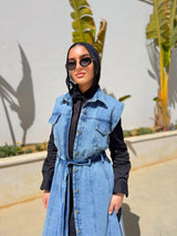 Fringed Denim Vest - Blue
