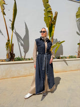 Fringed Denim Vest - Black