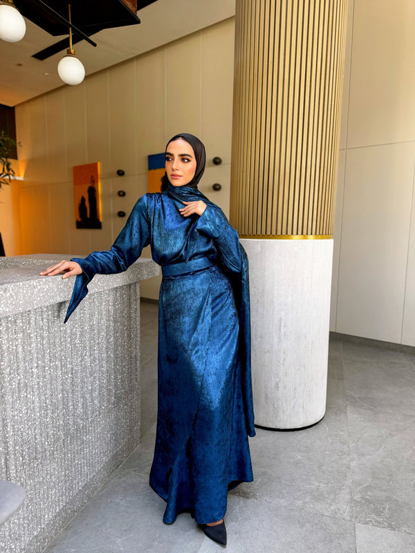 Shimmer Wrap Dress - Blue