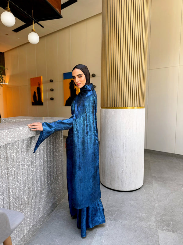 Shimmer Wrap Dress - Blue