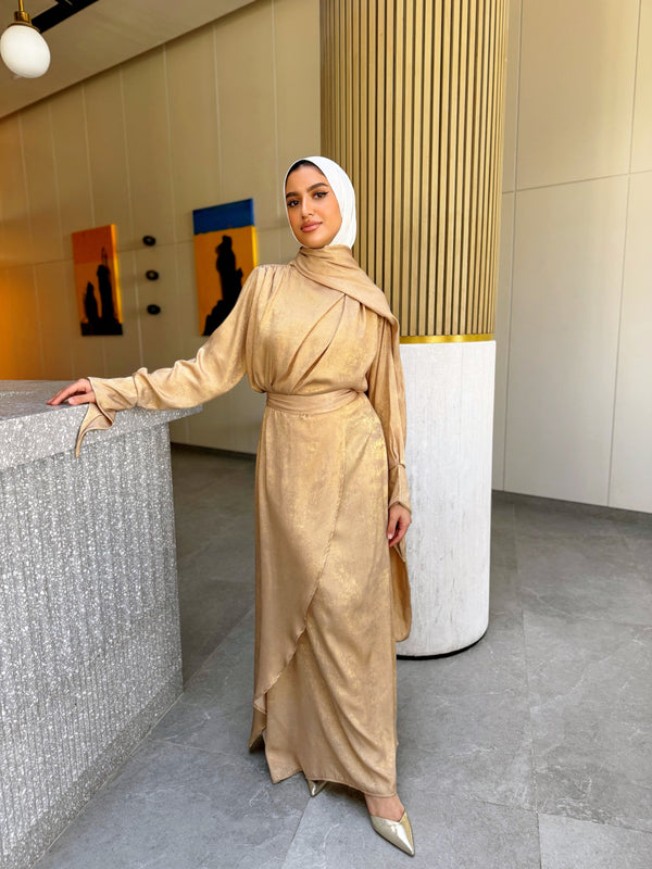 Shimmer Wrap Dress - Beige
