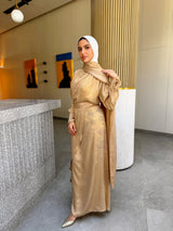 Shimmer Wrap Dress - Beige