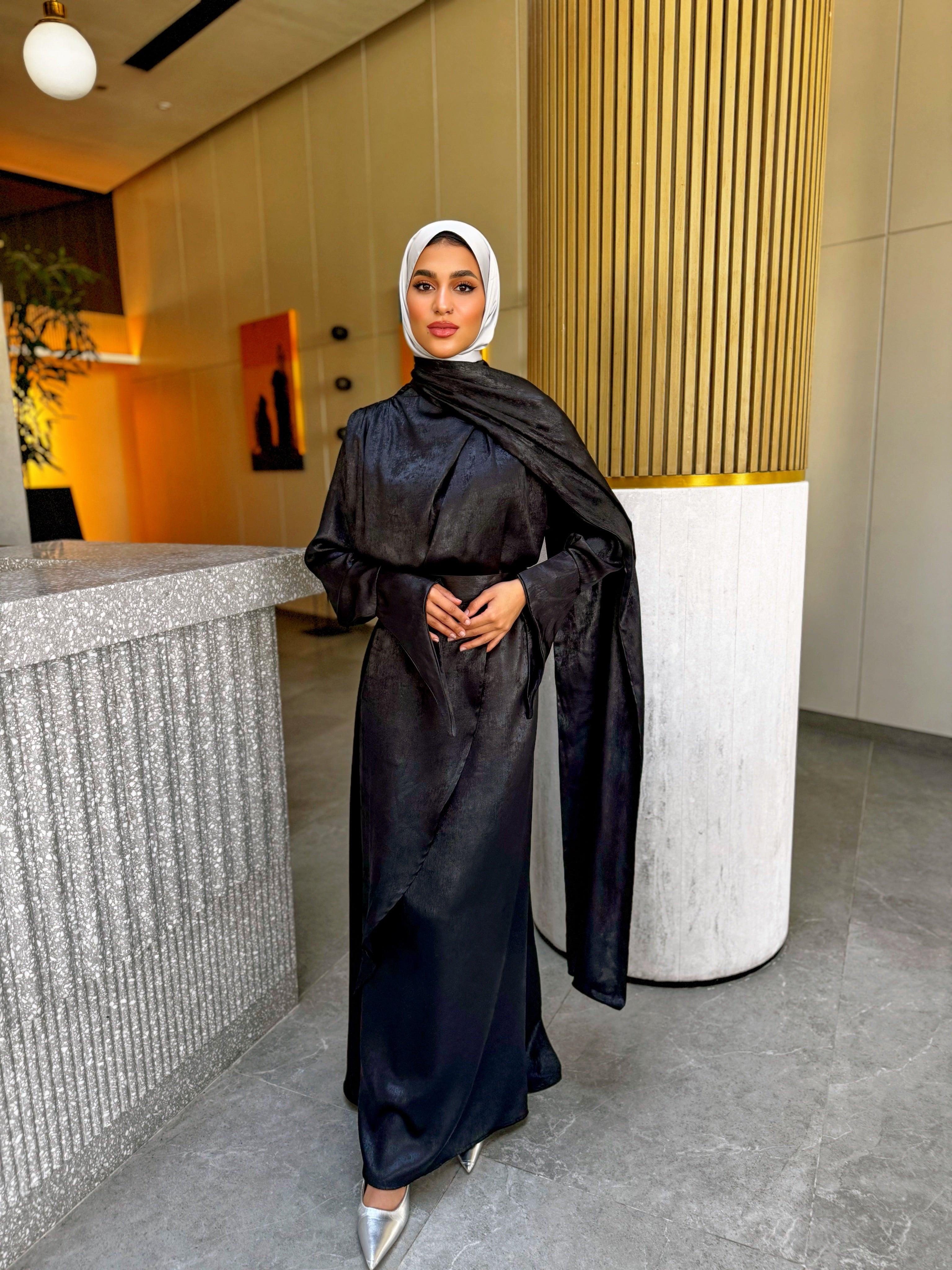 Shimmer Wrap Dress - Black