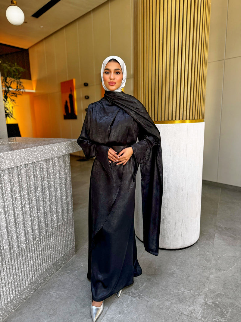 Shimmer Wrap Dress - Black