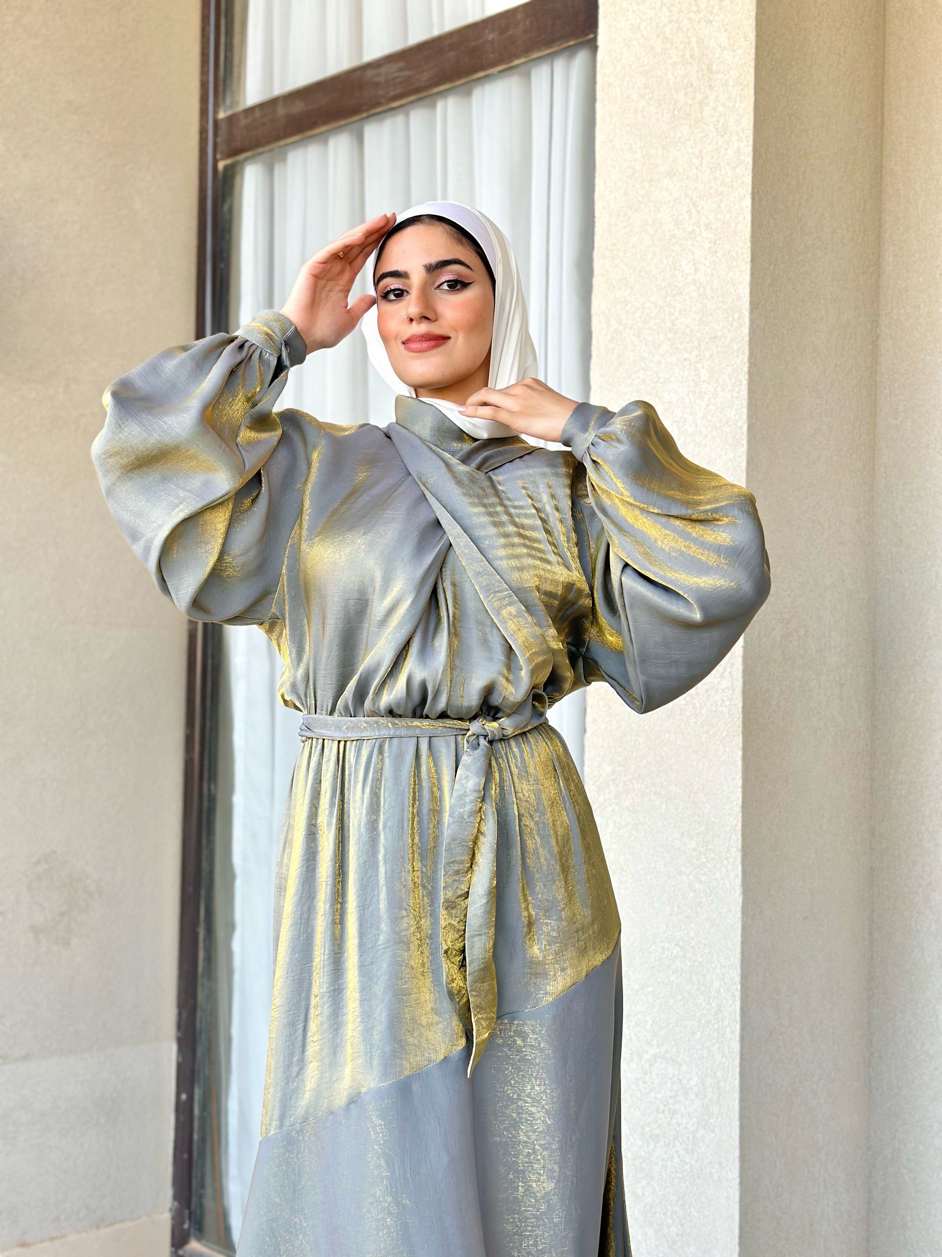 Tie-Neck Dress-Olive (available only at stores)