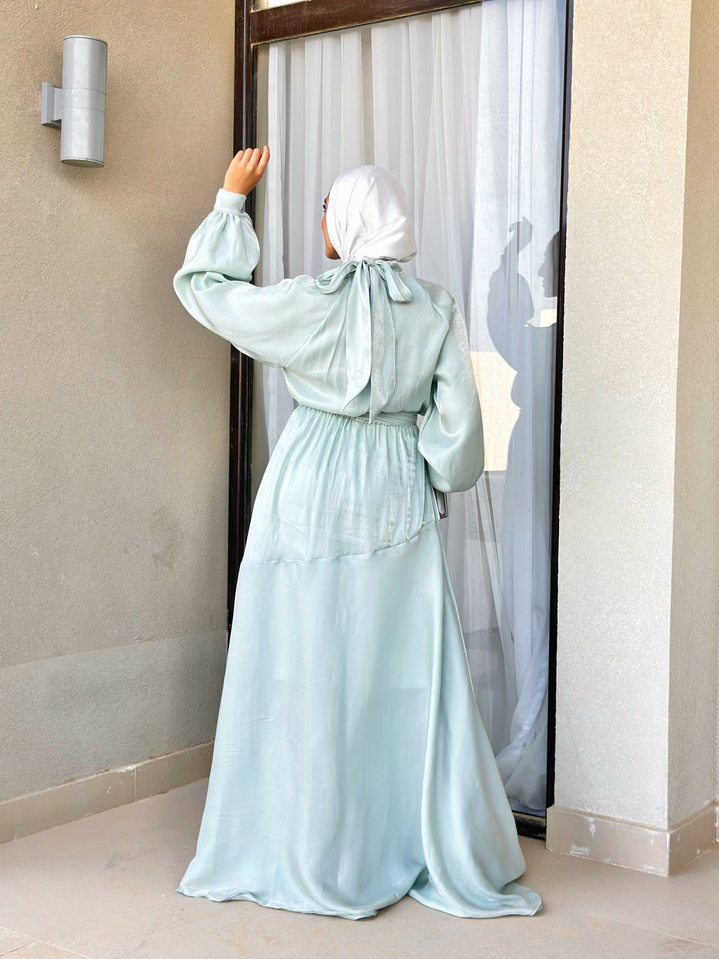 Tie-Neck Dress-Mint (available only at stores) Hijab Boutique Tie-Neck Dress-Mint (available only at stores) Hijab Boutique