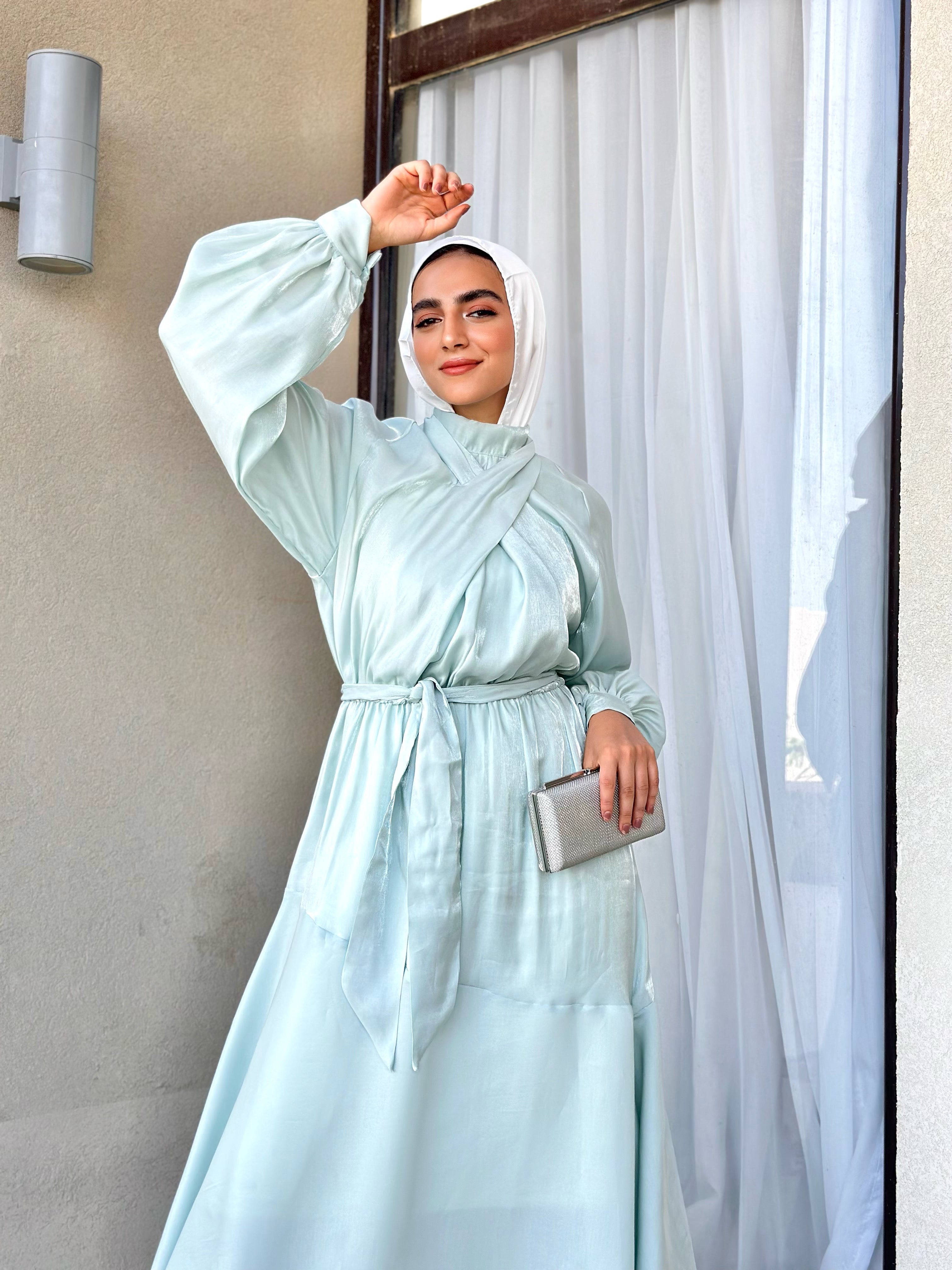 Tie-Neck Dress-Mint (available only at stores)