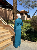 Accordion Dress With Buckle - Blue