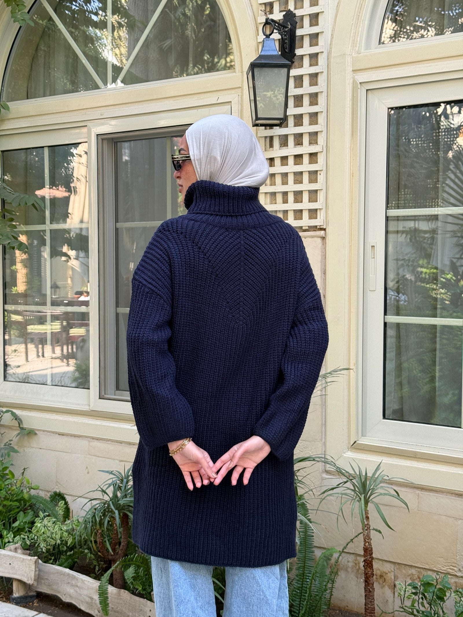 【超希少】BAFY / カシミヤ　シルク ニットパーカ ネイビー50 ネイビー Basic Knit Pullover - Navy – Hijab Boutique