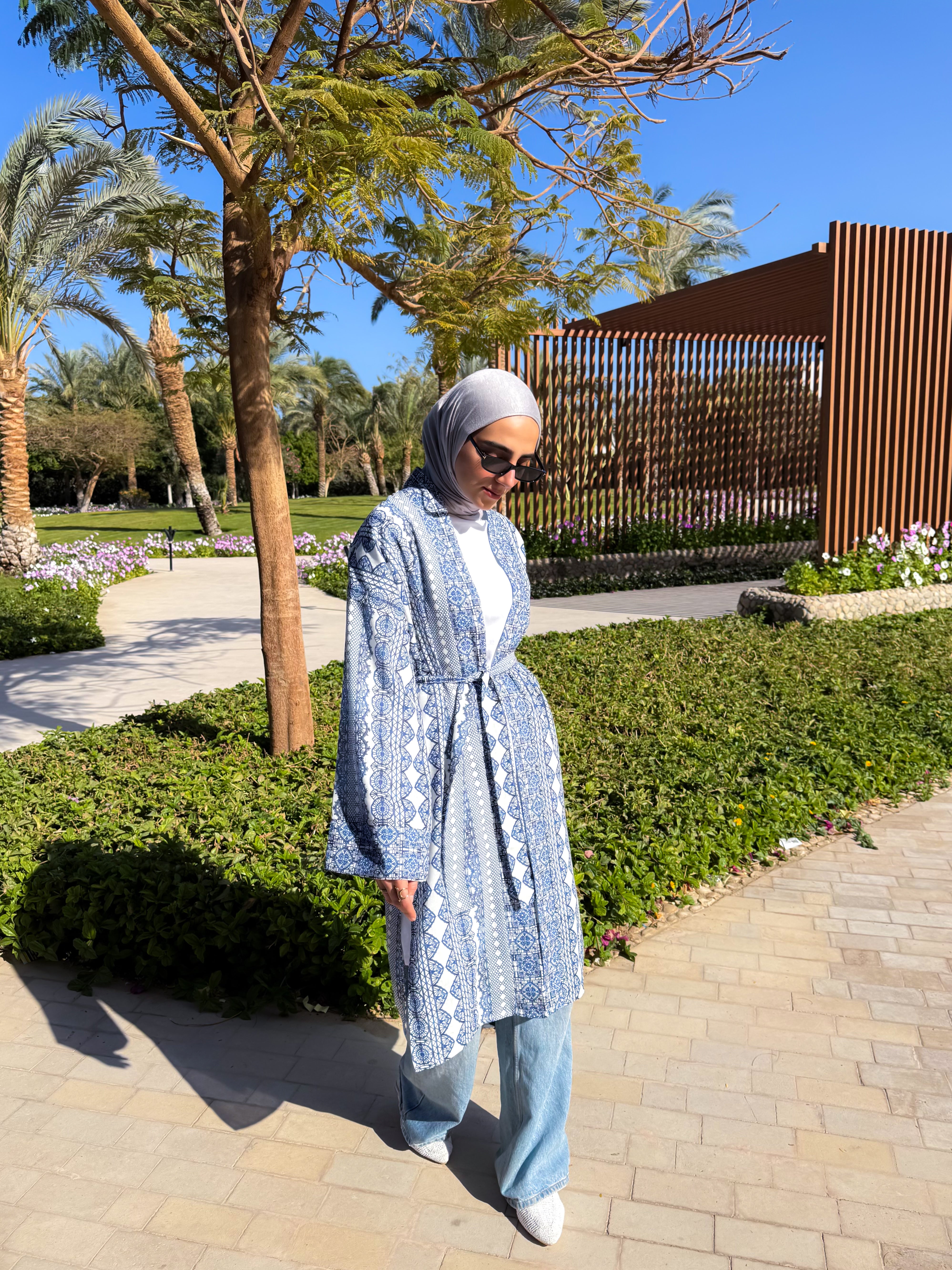 Patterned Cardigan-Blue