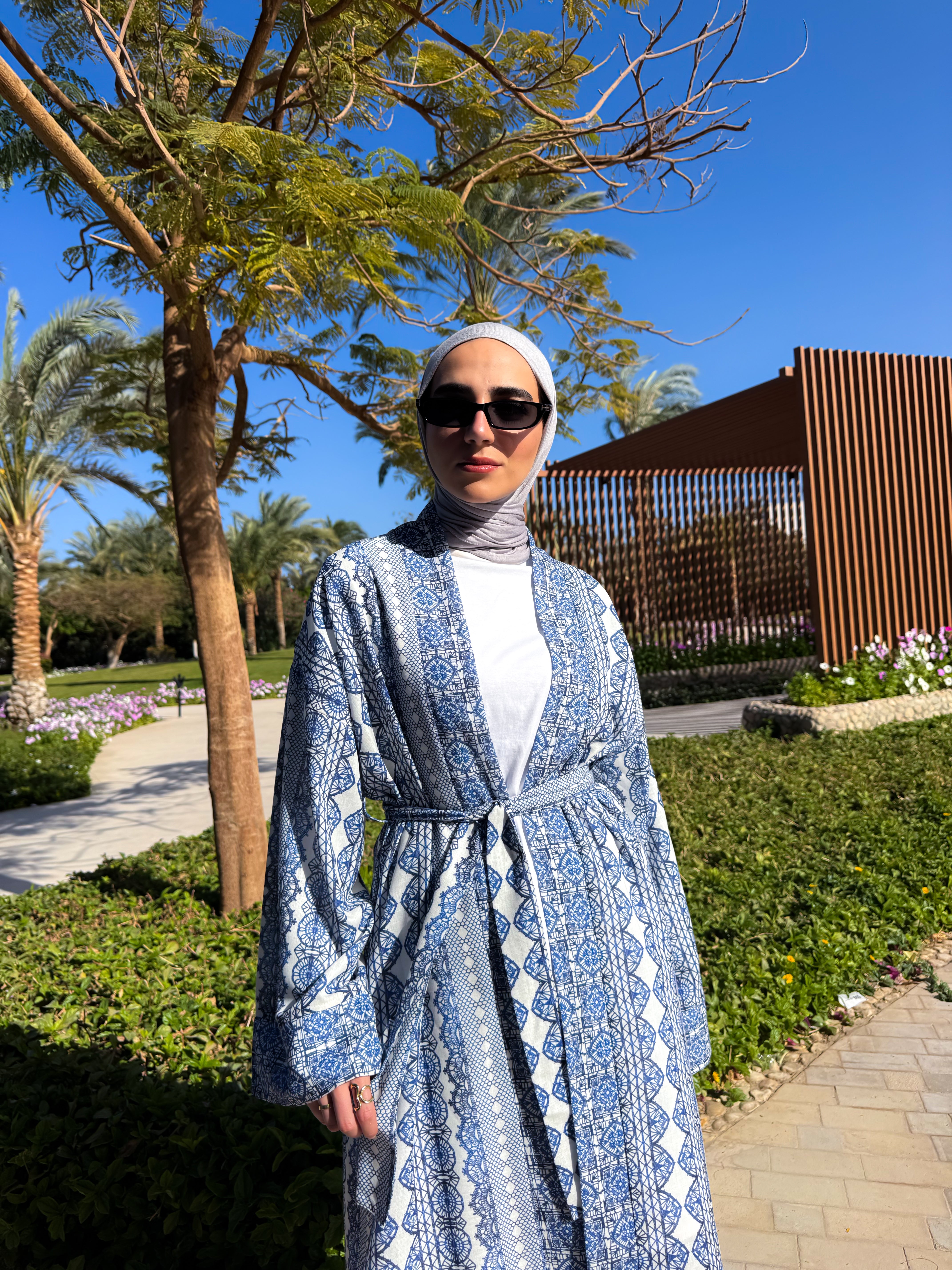 Patterned Cardigan-Blue