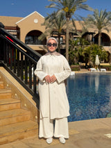 Linen With Guipure Shirt - Beige