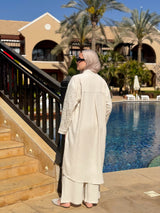 Linen With Guipure Shirt - Beige