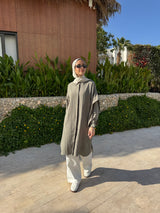 Double Layered Sleeves Shirt-Olive