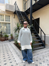 Striped Oversize Pullover - Mint