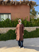 Double Layered Sleeves Shirt-Brown