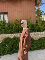 Double Layered Sleeves Shirt-Brown