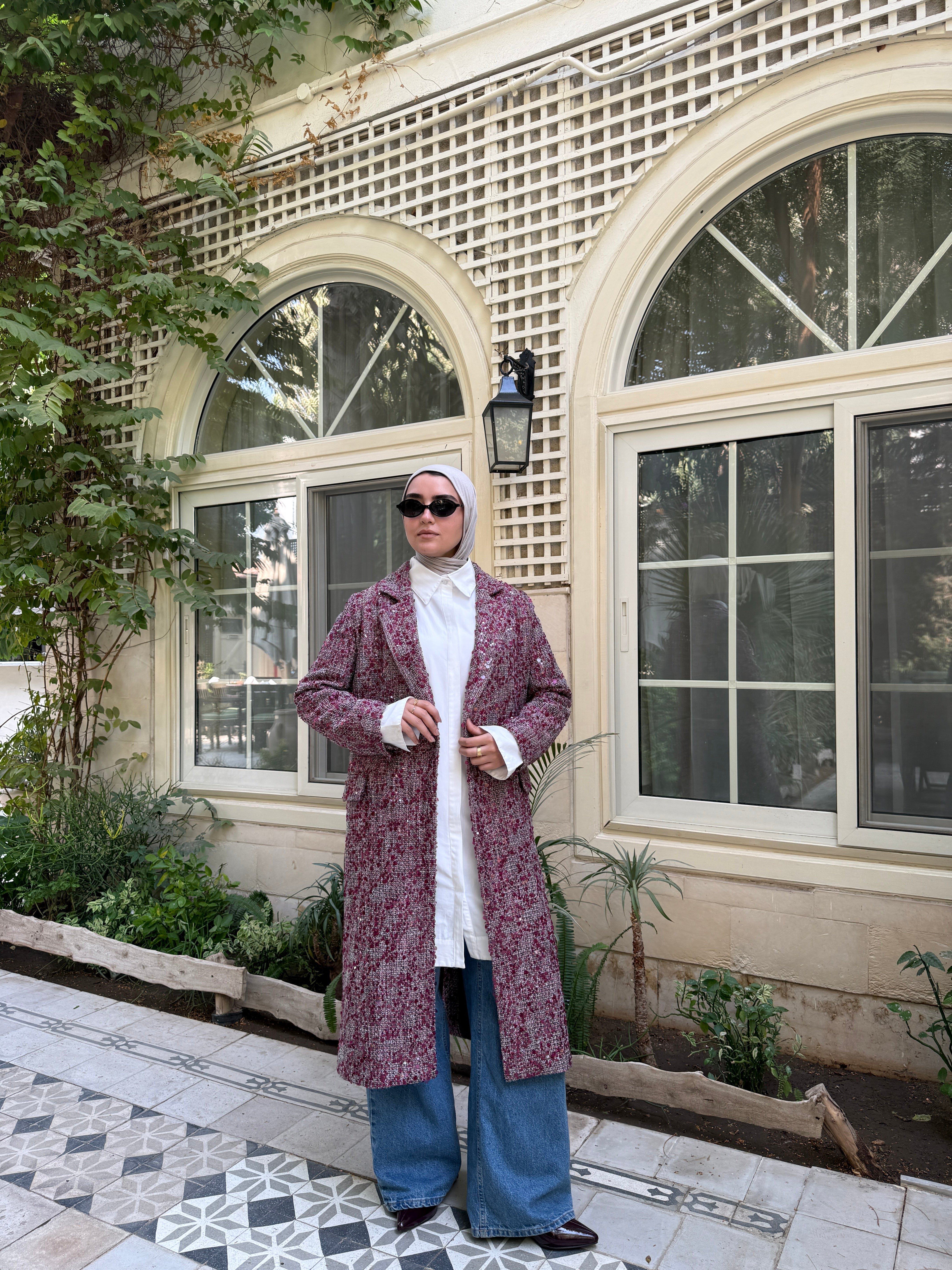 Sequins Coat - Fuchsia