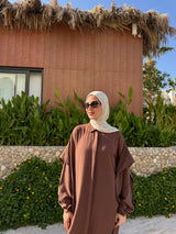 Double Layered Sleeves Shirt-Brown