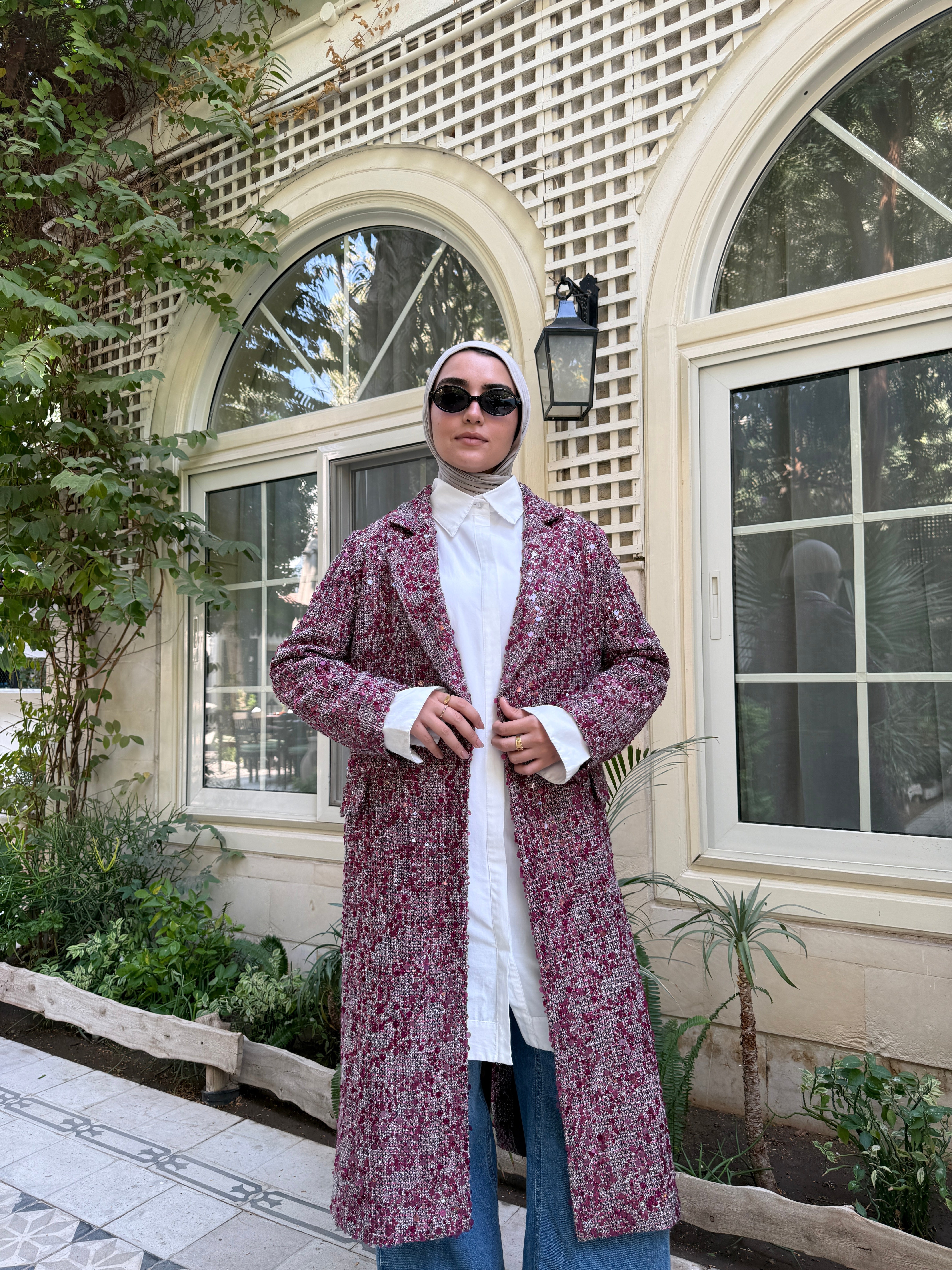 Sequins Coat - Fuchsia