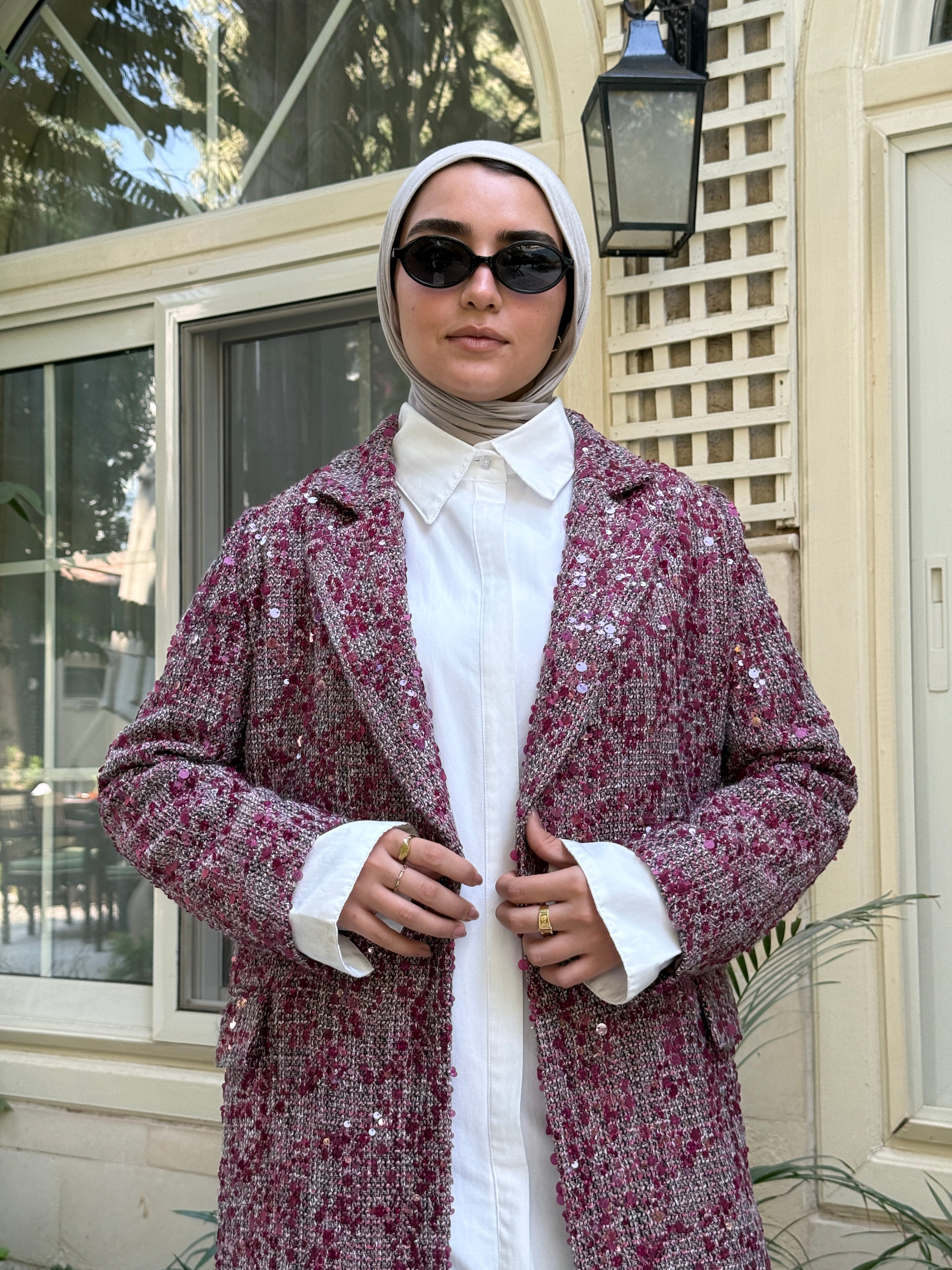 Sequins Coat - Fuchsia